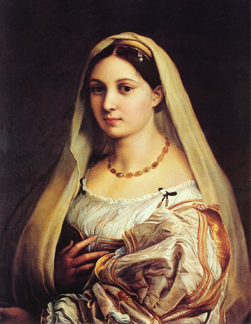 披纱巾的少女 意大利 拉斐尔 布上油画 纵85×横64厘米 佛罗伦萨彼蒂美术馆藏