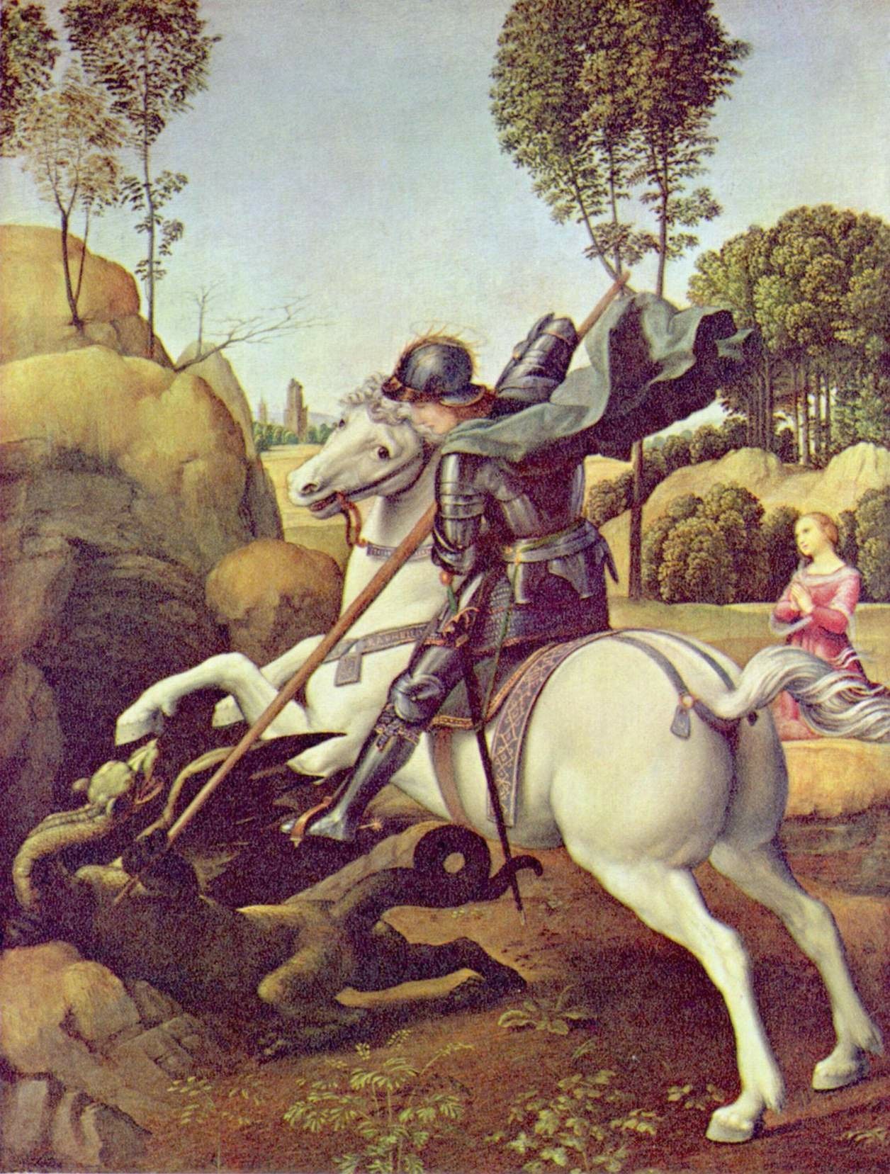 圣乔治大战恶龙 意大利 拉斐尔作品赏析 1506年 收藏于美国国家美术馆