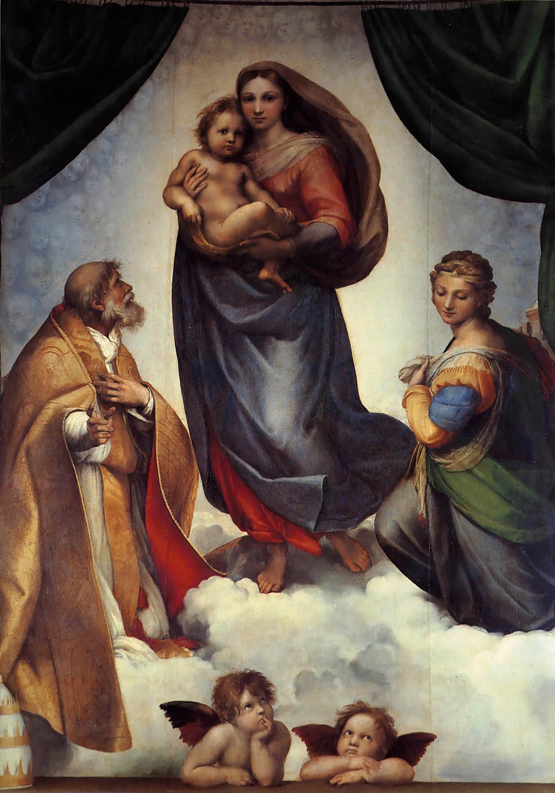 西斯廷圣母 意大利 拉斐尔 布上油彩 纵265×横196厘米 德累斯顿国家美术馆藏