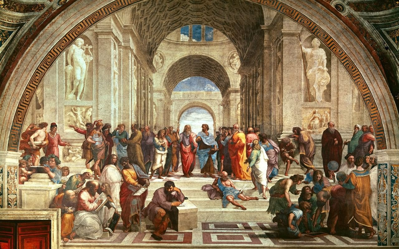雅典学院 意大利 拉斐尔 壁画 纵279.4×横617.2厘米 梵蒂冈塞纳图拉大厅