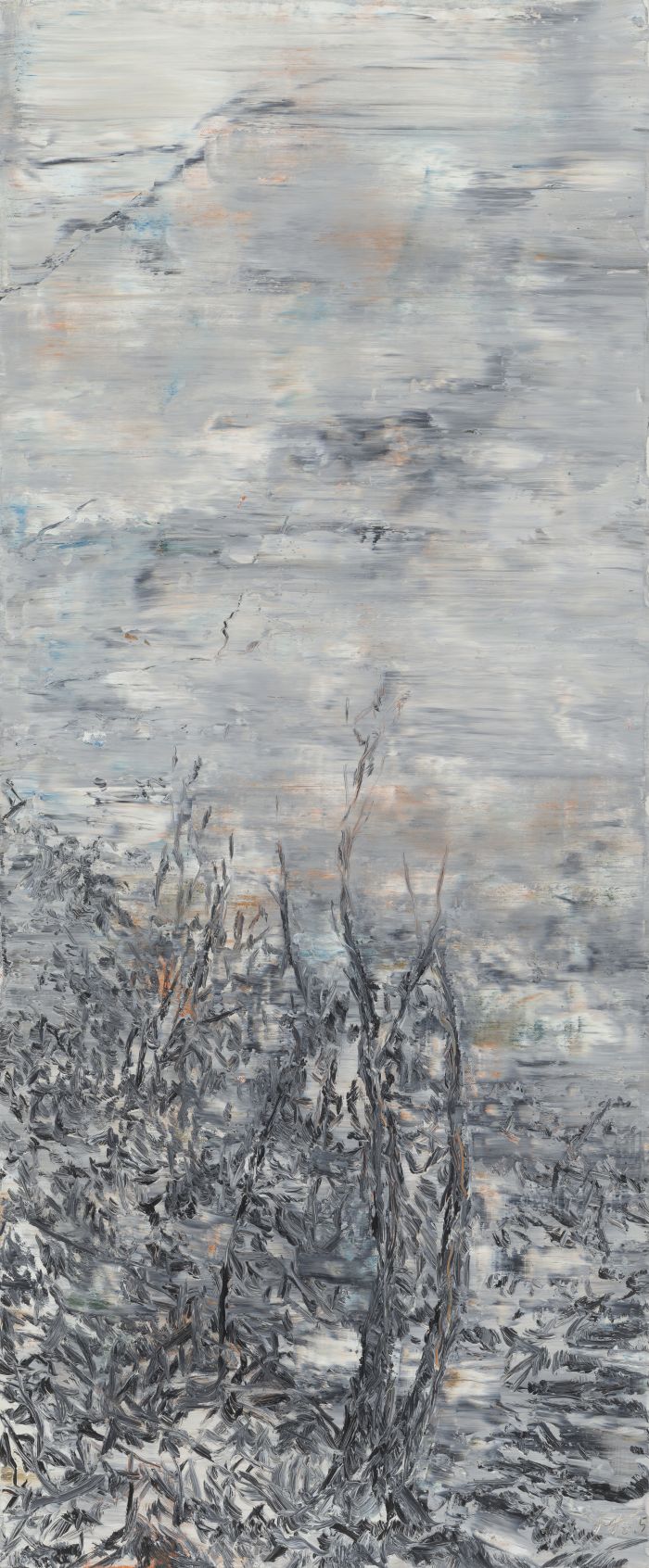 5，余旭鸿，《钩古古田山水图》之一，布面油画，120  x50 cm,2015 