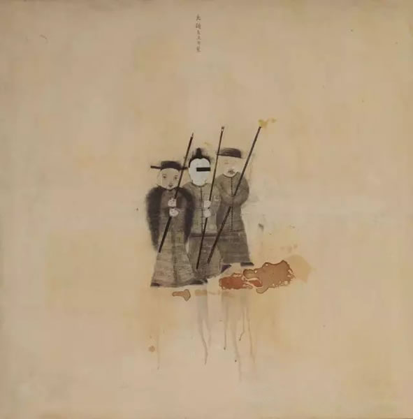 季大纯 三人行 1999年 布面油画 110 × 110 cm