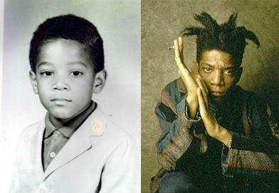 Jean-Michel Basquiat. Photo: Left, Pinterest. Right, Wikipedia.