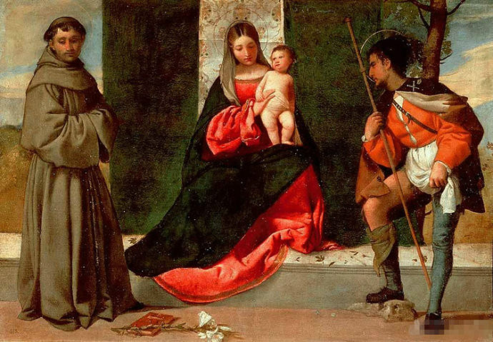 乔尔乔内作品《圣母子在帕多瓦圣安东尼和圣偌史》