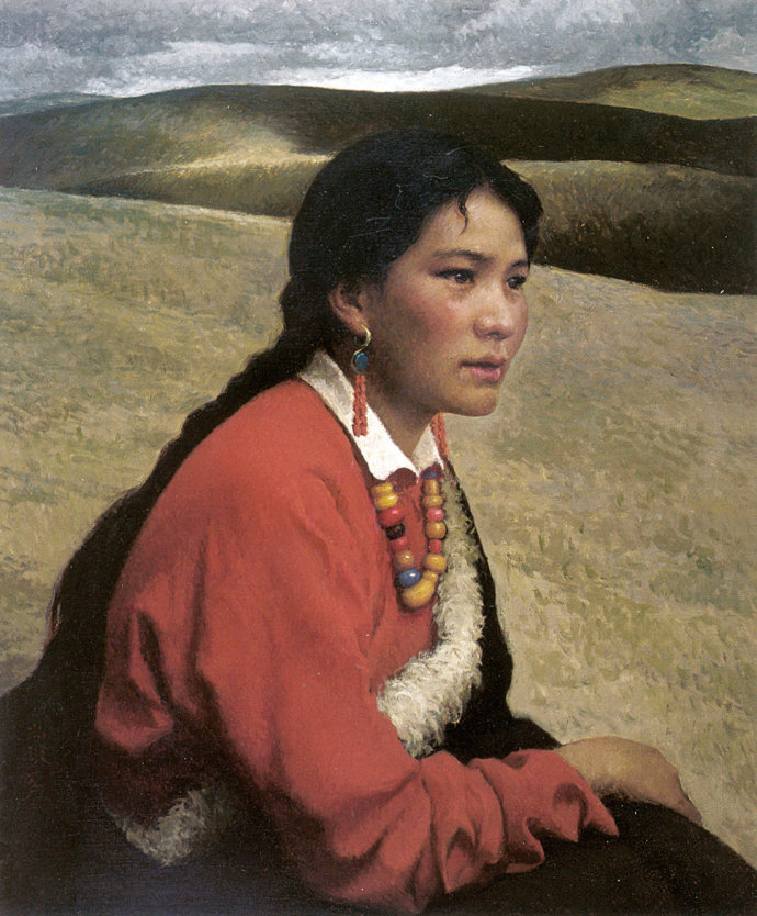 靳尚谊《甘南藏女》60×50cm-1992-布面油画