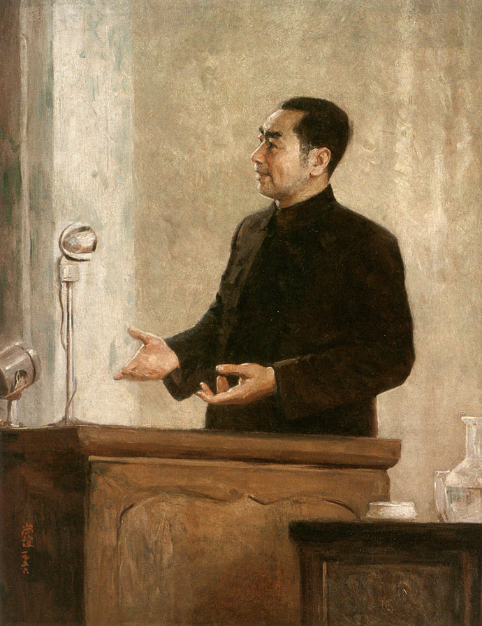 靳尚谊《和平的讲坛上（修复后）》100×80cm-1956-布面油画
