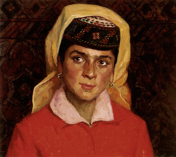 靳尚谊《塔吉克小姑娘头像写生》39.5×44.7cm 1981 布面油画