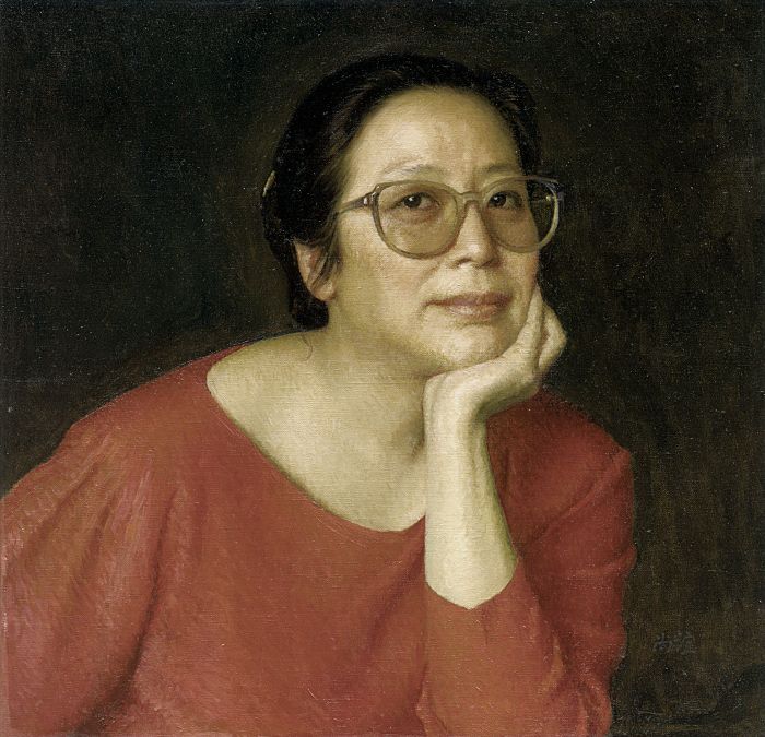 靳尚谊《朱竹肖像》50×51cm 1991 布面油画