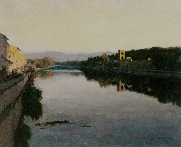 靳尚谊《光照阿尔诺河》45×55cm-1997-布面油画