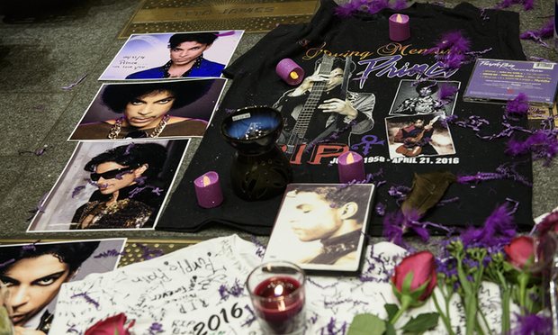 Tributes to Prince outside the Apollo Theater in New York