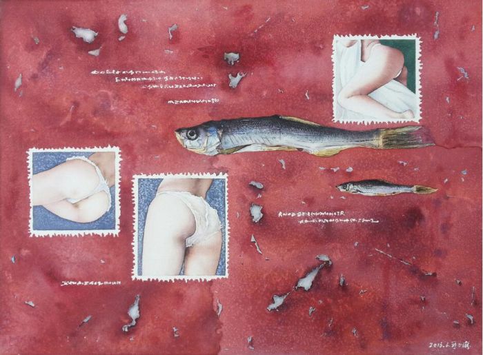 段玉海，《情人日记》系列 ，76x53cm，2016年，纸本水彩