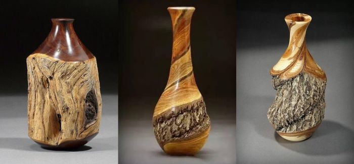 艺术家把原木块变成花瓶