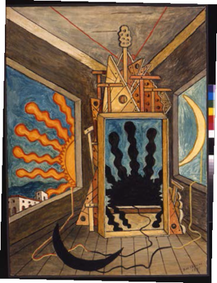 giorgio de chirico, 特撒列河岸the shores of thessaly, 油画, 80