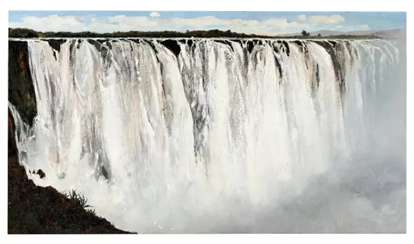 吴冠中 坦桑尼亚大瀑布1975 年作油彩 画布100.3 x 179.6 cm。估价：HK$ 36，000，000 - 56，000，000
