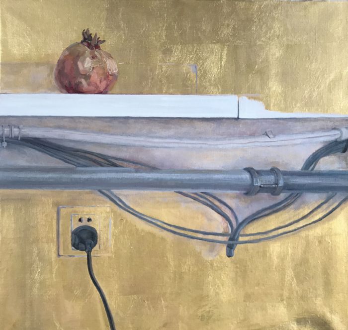 田园，《物—之五十》，《Things No.50》，50x50cm，布面金箔油画，Oil Paint and Gold Leaf on Canvas，2018