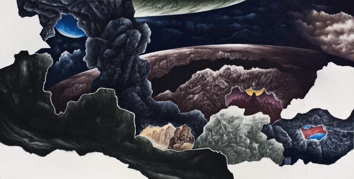 4 姬子，天地无垠Infinite Cosmos，纸本水墨，124x248cm,2009