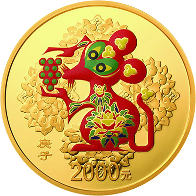 150克圆形精制金质彩色纪念币背面图案