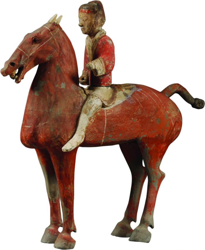 西汉彩绘陶男骑马俑 陕西历史博物馆藏