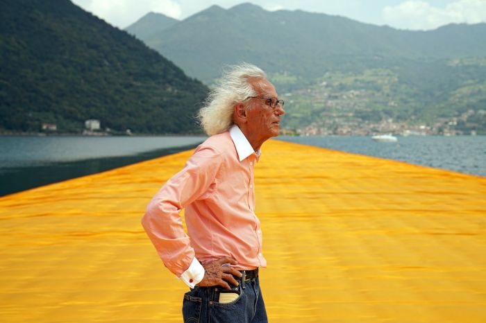Christo-1935–2020-Christo-at-The-Floating-Piers-June-2016