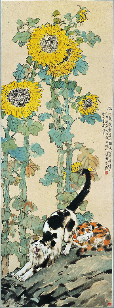 徐悲鸿，《懒猫》，宣纸，150cmx54cm，1943年