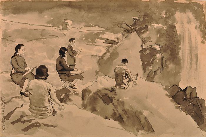 徐悲鸿，《磐溪写生》，素描纸，31.5cmx48cm，1943年