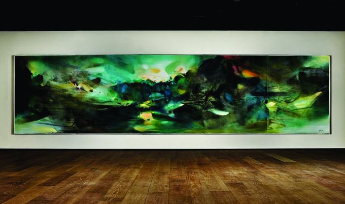 朱德群1983-1984年作《自然颂》油画画布（五联屏），尺幅162x650厘米