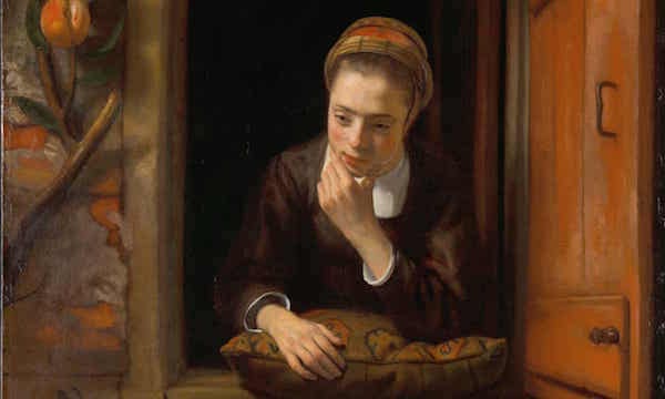 尼古拉斯·梅斯， 《窗边的女孩（Girl at a Window ）》，约1653-1655年年