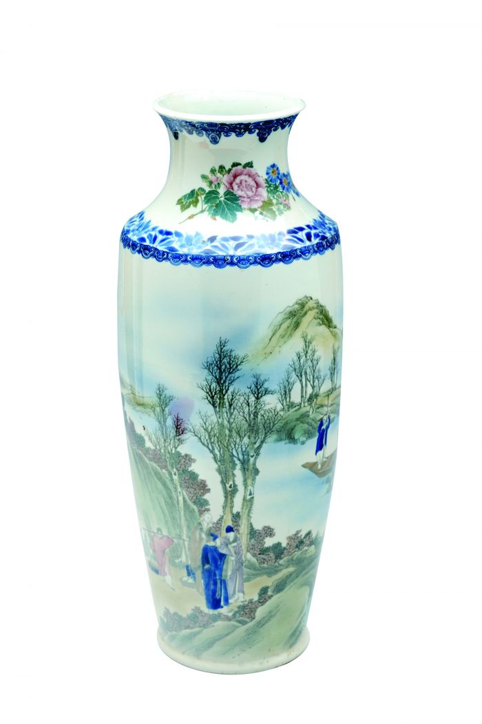 图4 清醴陵窑釉下五彩山水人物纹瓷瓶