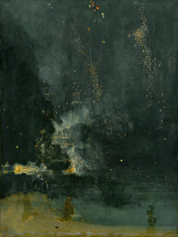 《黑色与金色的夜曲：散落的焰火》，惠斯勒