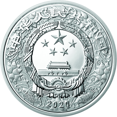 150克圆形精制银质彩色纪念币正面图案