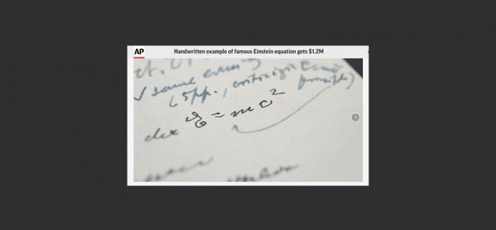 写有著名公式的爱因斯坦亲笔信以120万美元售出