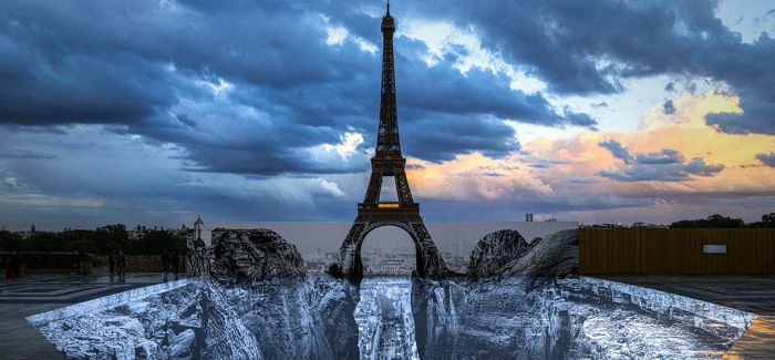 法国巴黎铁塔竟成了伫立悬崖上的地标？