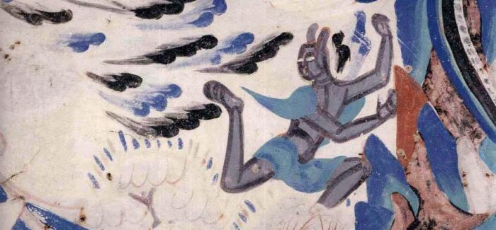天梯山石窟发现一幅完整的北凉飞天壁画