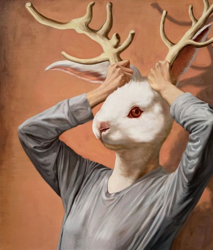 ▲ 徐帆，《白兔》，2019，布面油画，70x60cm