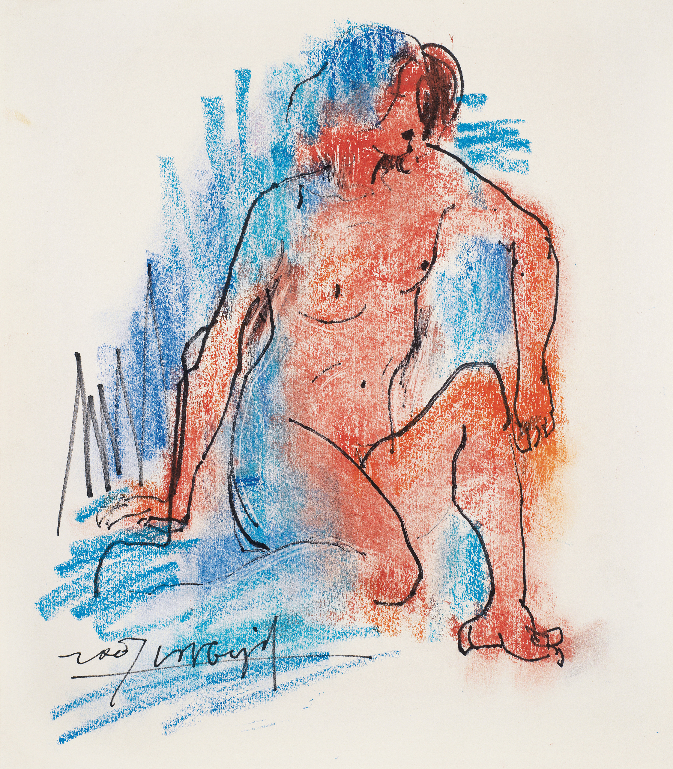 陈钧德，《人体》，纸本油画棒，54 × 39 cm，2007