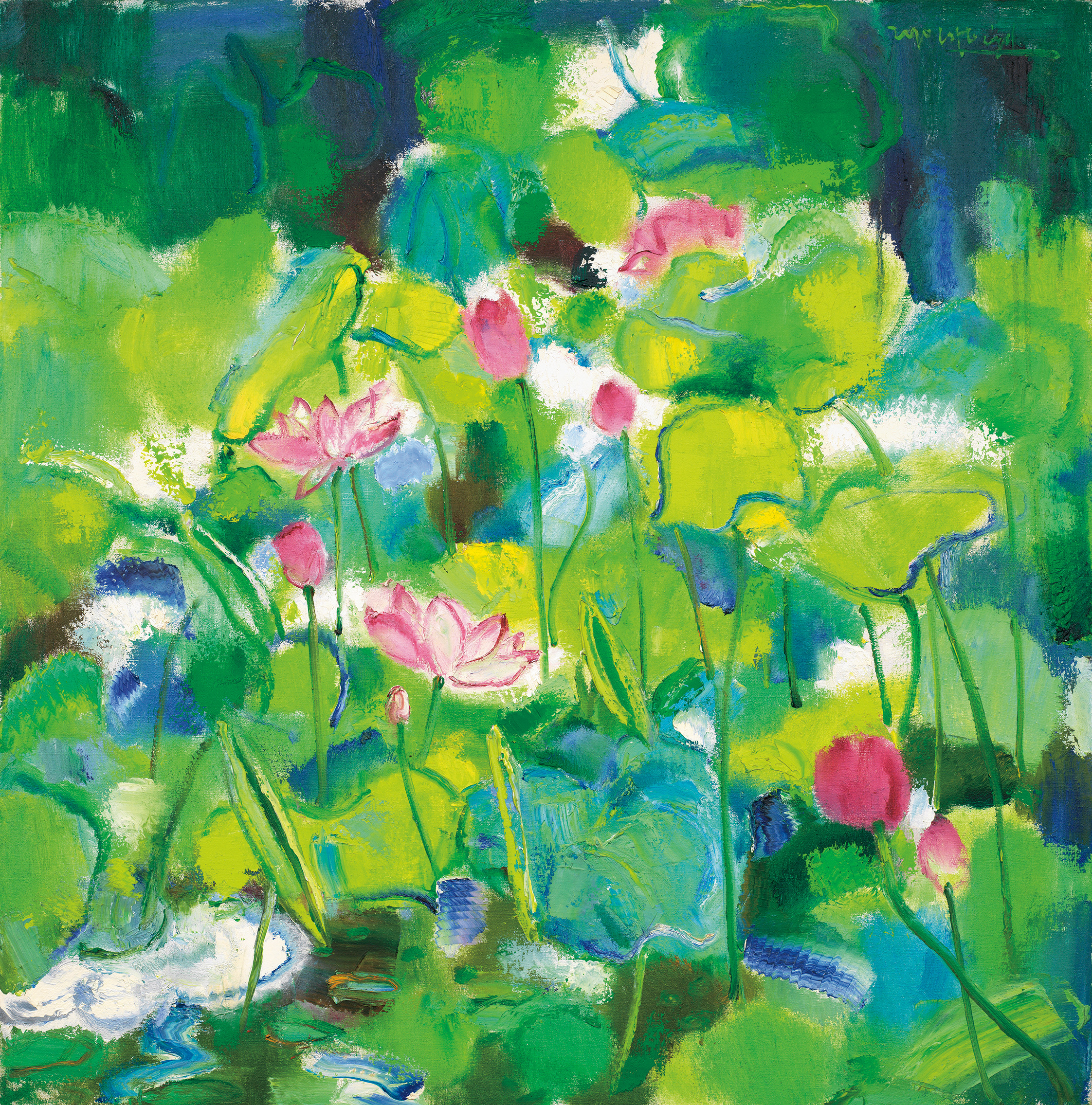 陈钧德，《荷塘清趣》，布面油彩，80 × 80 cm，2010