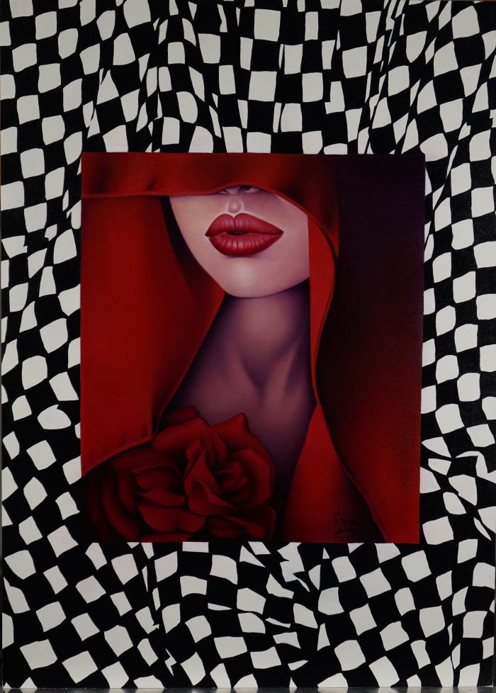 13 卡塔琳·内梅西《热情红》，木板油画，70×50.5cm，2022年